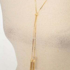 R.J. Graziano 32” tassel lariat necklace 14K gold over 17.0 g sterling silver